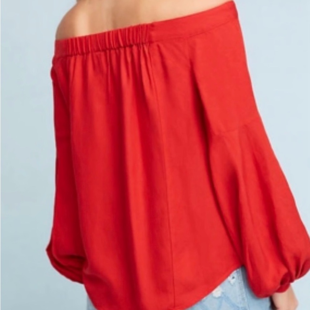 Anthropologie Floreat Poppy Bell Red Off-Shoulder Blouse | NWT